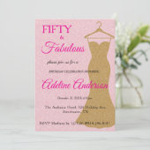 Fünfzig und Fantastisch Skript Pink Gold 50. Gebur Einladung (Stehend Vorderseite)