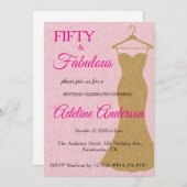 Fünfzig und Fantastisch Skript Pink Gold 50. Gebur Einladung (Vorne/Hinten)