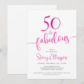 Fünfzig und Fantastisch Skript Rosa 50. Geburtstag Einladung (Vorne/Hinten)