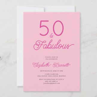 Fünfzig und Fantastisch Skript Rosa 50. Geburtstag Einladung