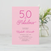 Fünfzig und Fantastisch Skript Rosa 50. Geburtstag Einladung (Stehend Vorderseite)