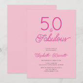 Fünfzig und Fantastisch Skript Rosa 50. Geburtstag Einladung (Vorne/Hinten)