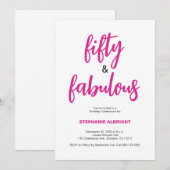 Fünfzig und Fantastisch Skript Rosa 50. Geburtstag Einladung (Vorne/Hinten)