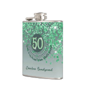 Fünfzig- und grüne Glitzer- und Trinkquote Flachmann (Links)