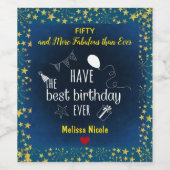 Fünfzig und mehr Fabelname Goldene Sterne Geburtst Weinetikett (Einzelnes Label)