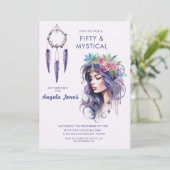 Fünfzig und mystischer Geburtstag Einladung (Stehend Vorderseite)