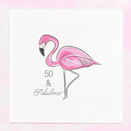 Fünfzig und üppig rosa Flamingo Serviette