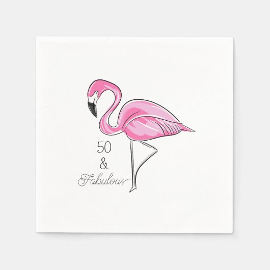 Fünfzig und üppig rosa Flamingo Serviette (Vorderseite)