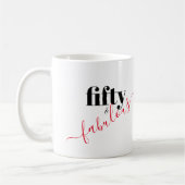 Fünfzig und üppig Schwarz-Rot-Script-Elegant Kaffeetasse (Links)