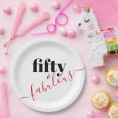 Fünfzig und üppige schwarze und rote Schrift Pappteller (Party)