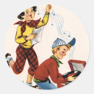 Fünfziger-Jahre-Platten spielen Runder Aufkleber
