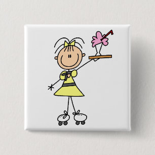 Fünfzigerjahre Antrieb-in den Kellnerin-T - Shirt Button