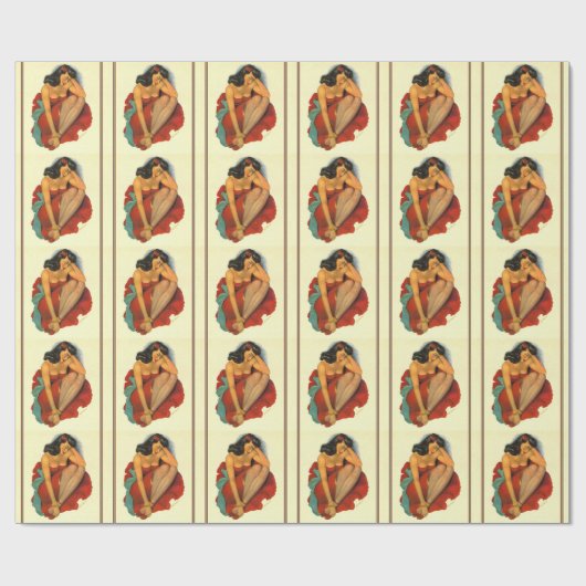 Fünfzigerjahre Button oben Geschenkpapier (Flach)