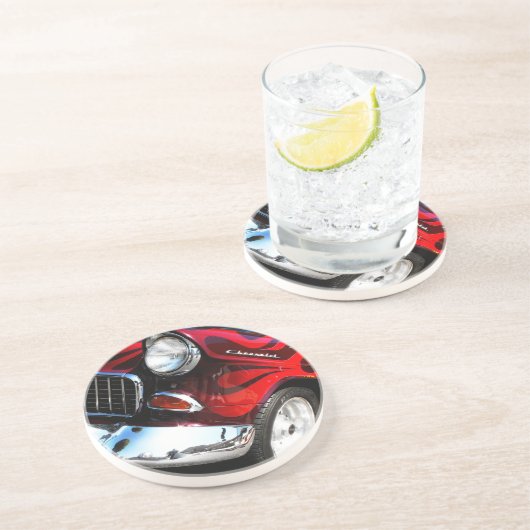 Fünfzigerjahre Chevy frisiertes Auto Sandstein Untersetzer (Seite)