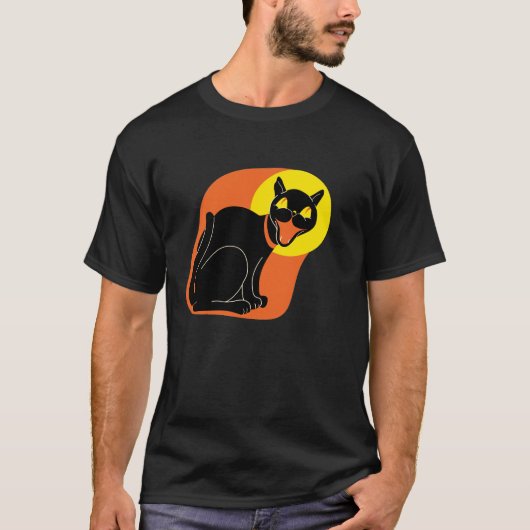 Fünfzigerjahre Katze und Mond-T - Shirt (Vorderseite)