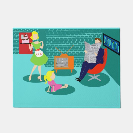 Fünfzigerjahre klassische Fernsehtür-Matte Fußmatte (Vorderseite)