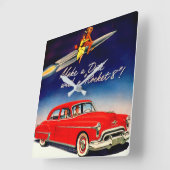 Fünfzigerjahre machen ein Datum mit Rocket 88 Quadratische Wanduhr (Winkel)