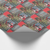 Fünfzigerjahre Mitte- des Jahrhundertsroter Kasten Geschenkpapier (Ecke)