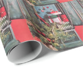 Fünfzigerjahre Mitte- des Jahrhundertsroter Kasten Geschenkpapier (Rolleneckpunkt)