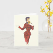 Fünfzigerjahre Mode - Anmerkungs-oder Gruß-Karte Karte (Gelbe Blume)