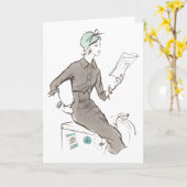 Fünfzigerjahre Mode - Gruß oder Notecard Karte (Gelbe Blume)