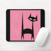 Fünfzigerjahre Retro schwarze Katzen-Pop-Kunst Mousepad (Mit Mouse)