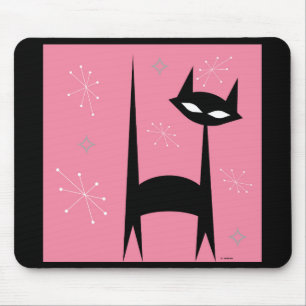 Fünfzigerjahre Retro schwarze Katzen-Pop-Kunst Mousepad