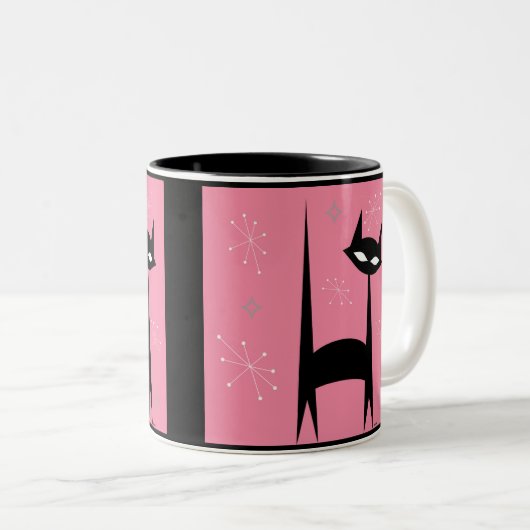 Fünfzigerjahre Retro schwarze Zweifarbige Tasse (VorderseiteRechts)