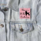 Fünfzigerjahre rosa Pudel-Rock-inspirierter Knopf Button (Beispiel)