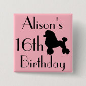 Fünfzigerjahre rosa Pudel-Rock-inspirierter Knopf Button (Vorderseite)