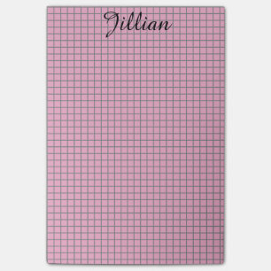 Fünfzigerjahre rosa und graues Gitter Post-it Klebezettel