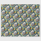 Fünfzigerjahre Schreibmaschinen-Anzeigenbild Geschenkpapier (Flach)