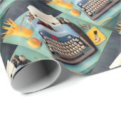 Fünfzigerjahre Schreibmaschinen-Anzeigenbild Geschenkpapier (Rolleneckpunkt)