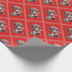Fünfzigerjahre Scottiehund im Rot Geschenkpapier