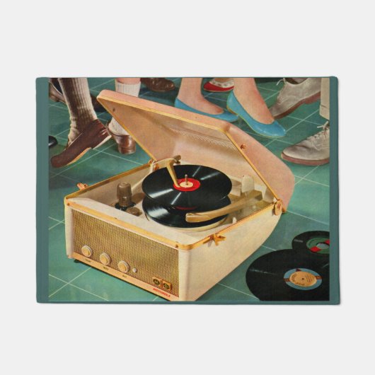 Fünfzigerjahre tragbare Rekordspieleranzeige Fußmatte (Vorderseite)