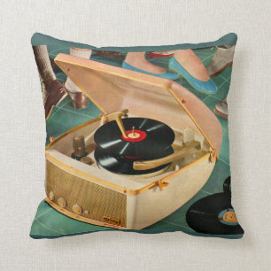 Fünfzigerjahre tragbarer Rekordspieler mit Platte Kissen