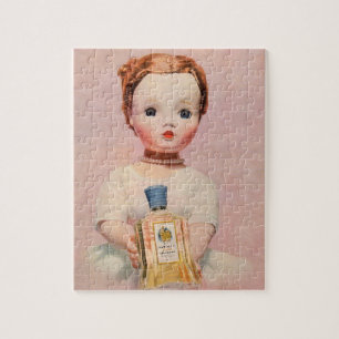 Fünfzigerjahre Yardley Anzeige mit Puppe Madame Puzzle
