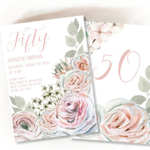 Fünfzigfloraler Geburtstag Einladung
