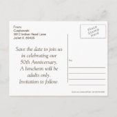 Fünfzigjährige Postkarte Speichern Sie die Daten (Rückseite)