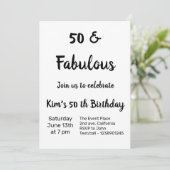 FÜNFZIGSTE 50. GEBURTSTAG EINFACHE PARTY EINLADUNG (Stehend Vorderseite)