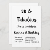 FÜNFZIGSTE 50. GEBURTSTAG EINFACHE PARTY EINLADUNG (Vorne/Hinten)