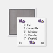 Fünfzigste Geburtstagsakronym Magnet (Vorderseite/Rückseite)