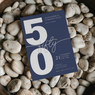 Fünfzigste Minimal Moderne Geburtstagspartei Marin Einladung