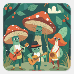 Funghi Funk Fest Quadratischer Aufkleber