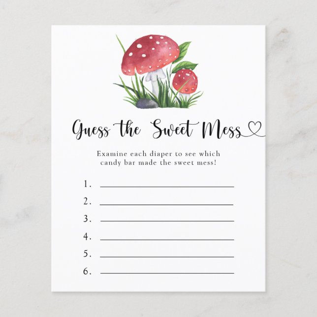 Fungi Baby Dusche Ratet über das Sweet Mess Spiel (Vorderseite)