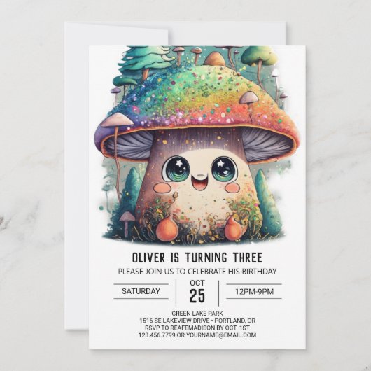 Fungi Fantasy Einladung zum Geburtstag (Vorderseite)