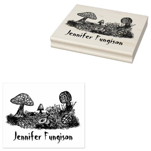 Fungi Meadow Große Kautschuk-Briefmarke Gummistempel (Stempel)