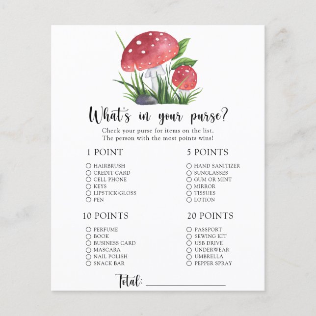 Fungi Whats in deinem Handtaschen-Baby-Duschspiel (Vorderseite)