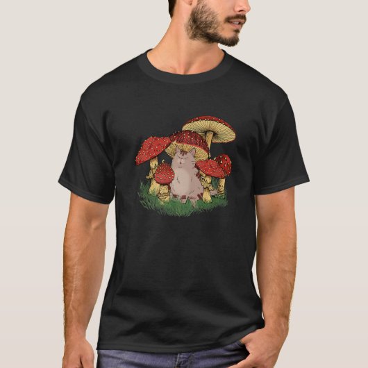 Fungus Magic Psilocybin Mushrooms Cat Hippie T-Shirt (Vorderseite)