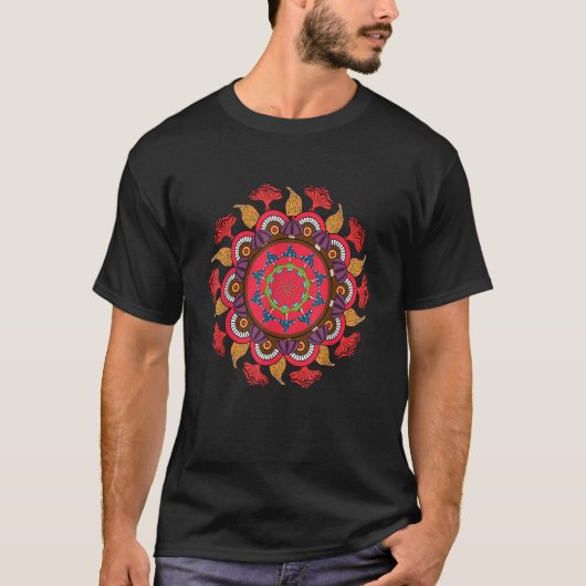 Fungus Magic Psilocybin Mushrooms Mandala Hippie T-Shirt (Vorderseite)